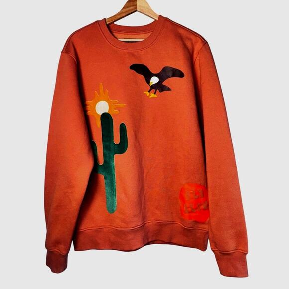 RokuStudio Salmon Stay Wild Cactus Crew Neck Sweatshirt | Size Large - Picture 1 of 7